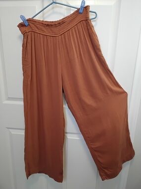 Abercrombie & Fitch Wide-Leg Pull-On Pants - Rust Brown